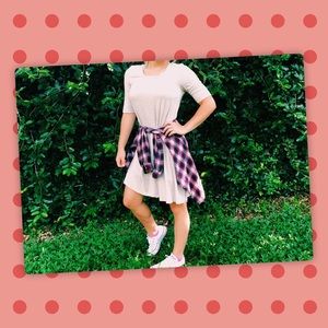 cute fall dress & flannel together !!